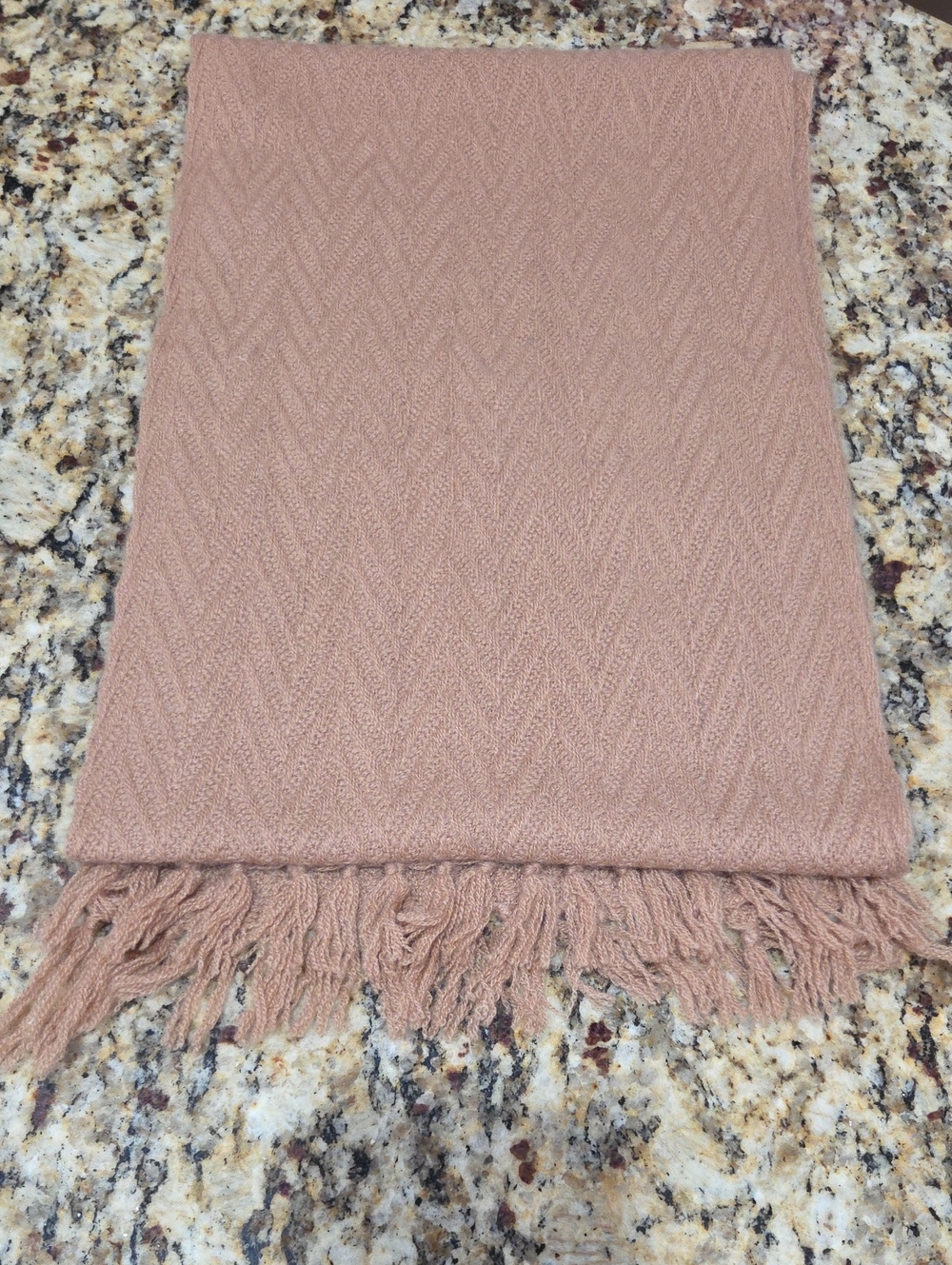 La Fiorentina Camel Chevron Cashmere Scarf